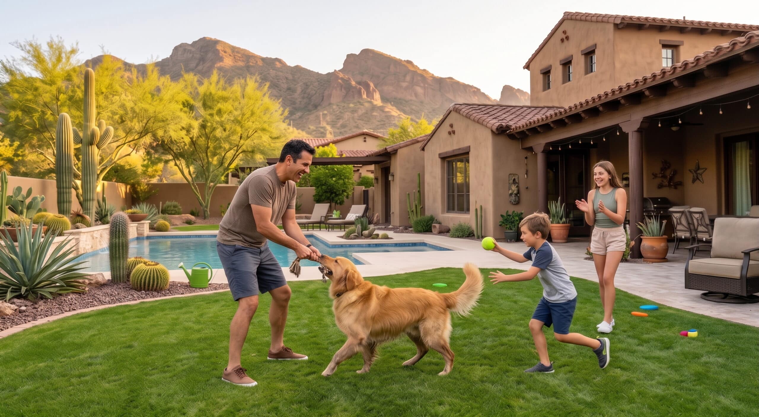 Arizona family enjoys a summer evening in their backyard.