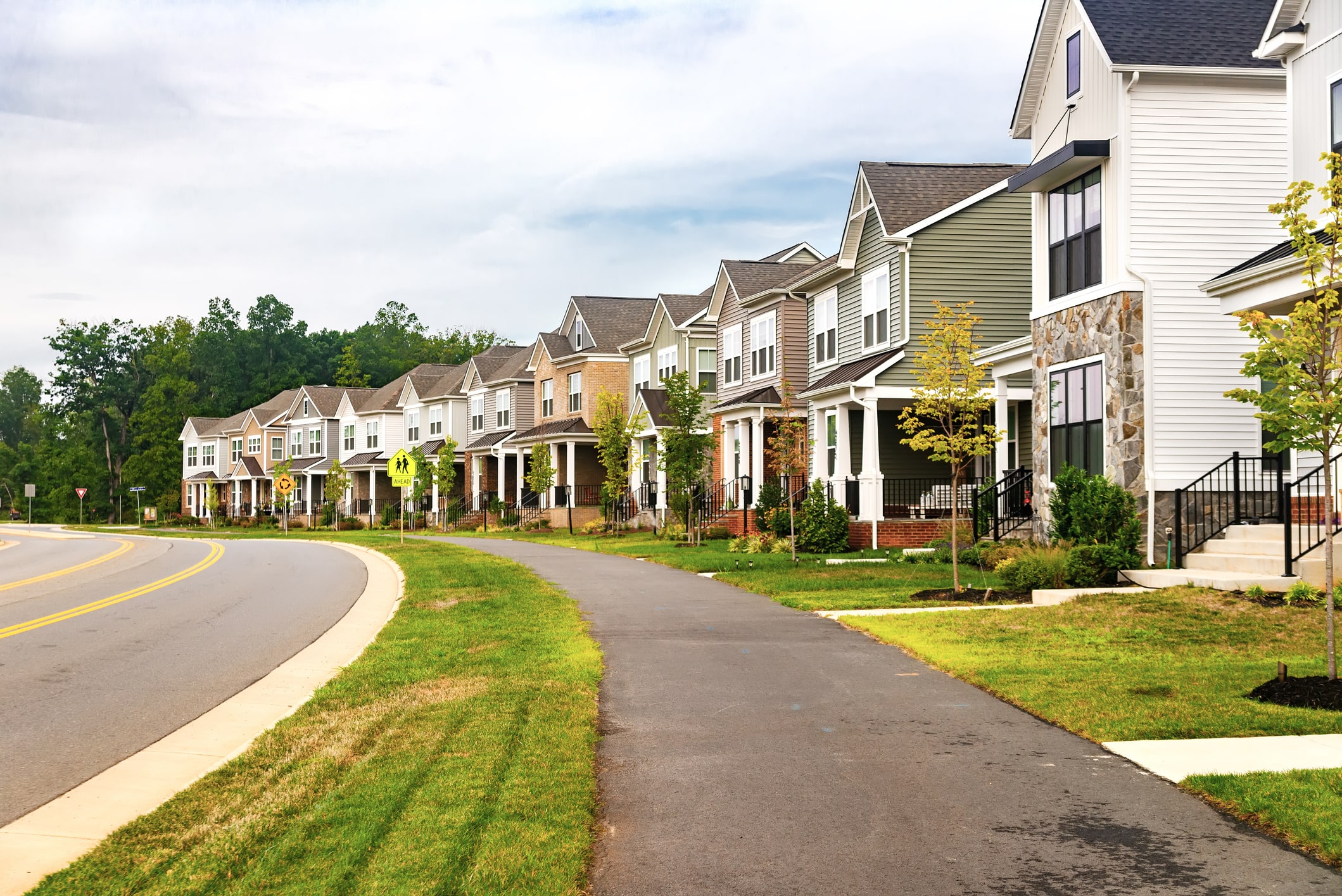 Virginia, USA Quiet street in a residential area in the suburbs